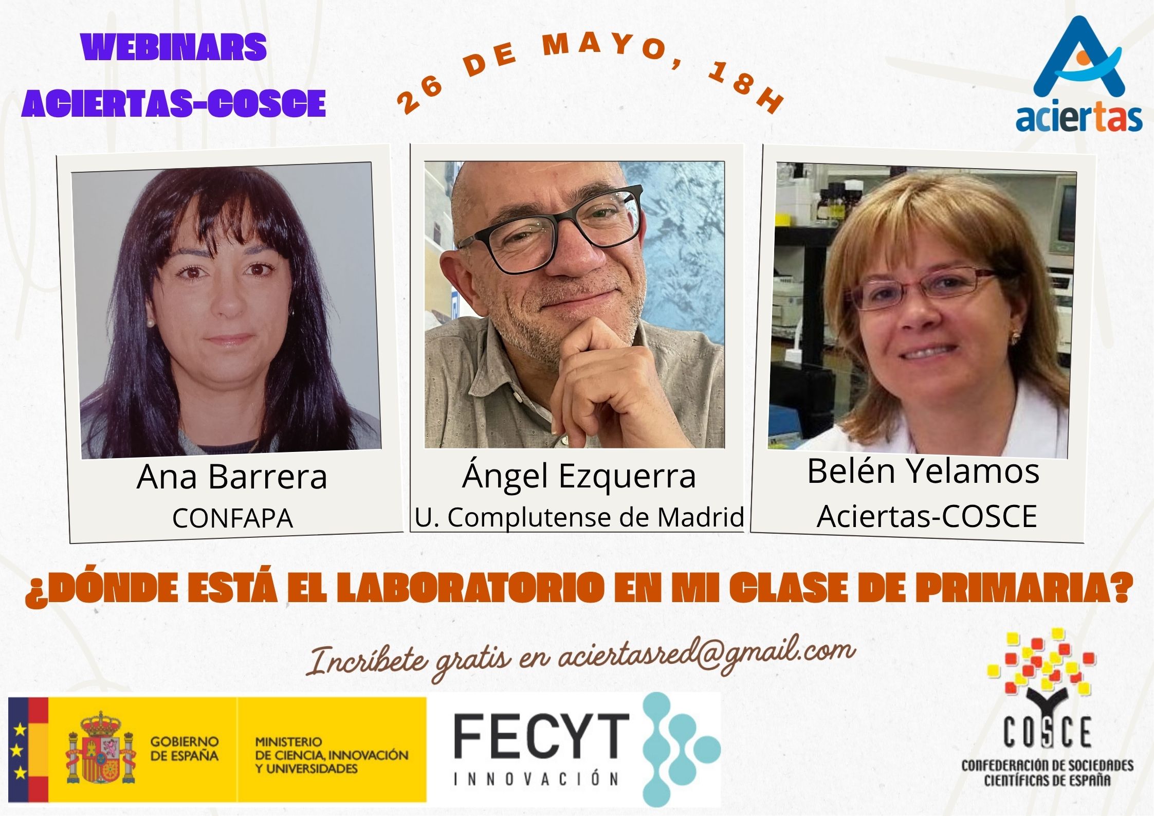 26/05. Webminar: ¿Dónde está el laboratorio de Ciencias en mi clase de Primaria?